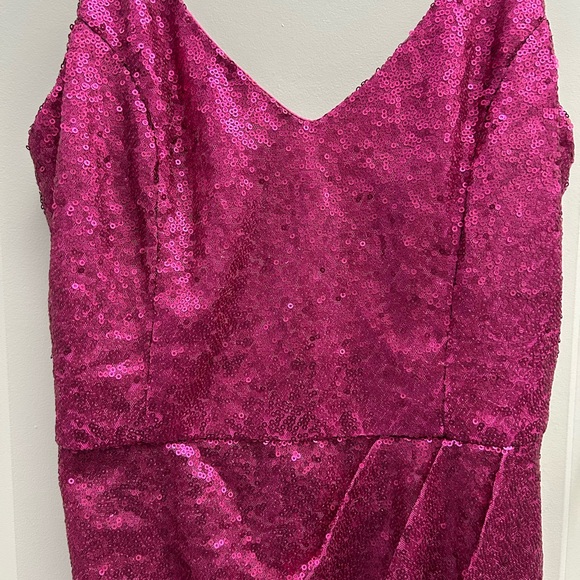 Lulu's Magenta Sequin Mini Dress - Picture 8 of 11